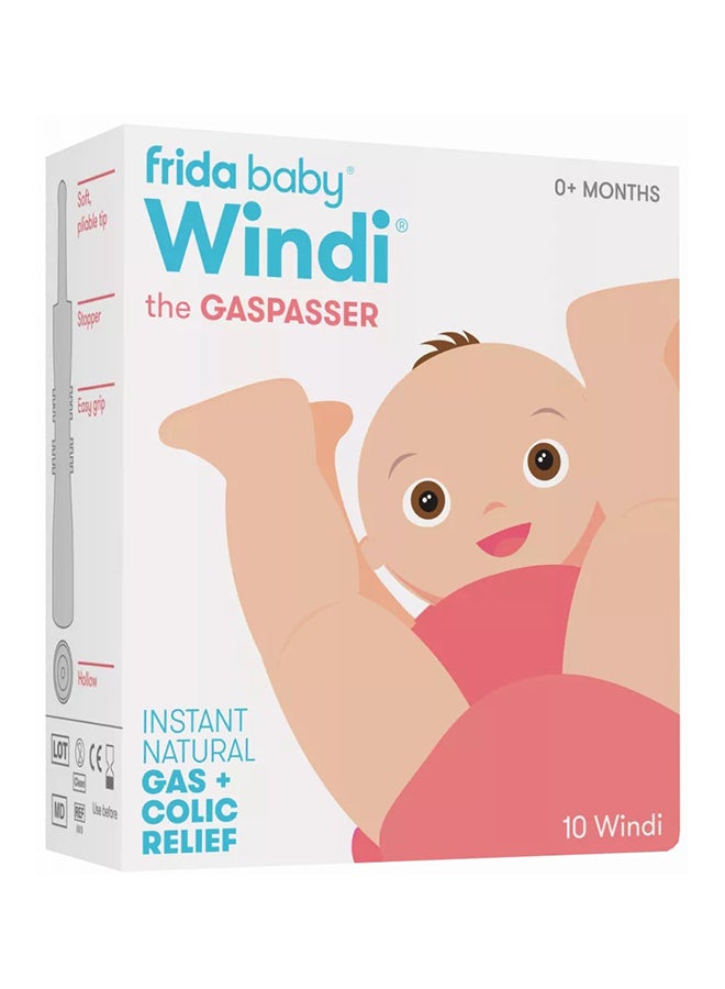 fridababy Windi Baby Gas & Colic Reliever | 10 Qty | Made in Sweden | Instant Tummy Discomfort Relief | Safe, Natural & BPA-Free | Pediatrician-Approved, Soft & Gentle Design | Easy-to-Use for Newborns & Infants - Image 1